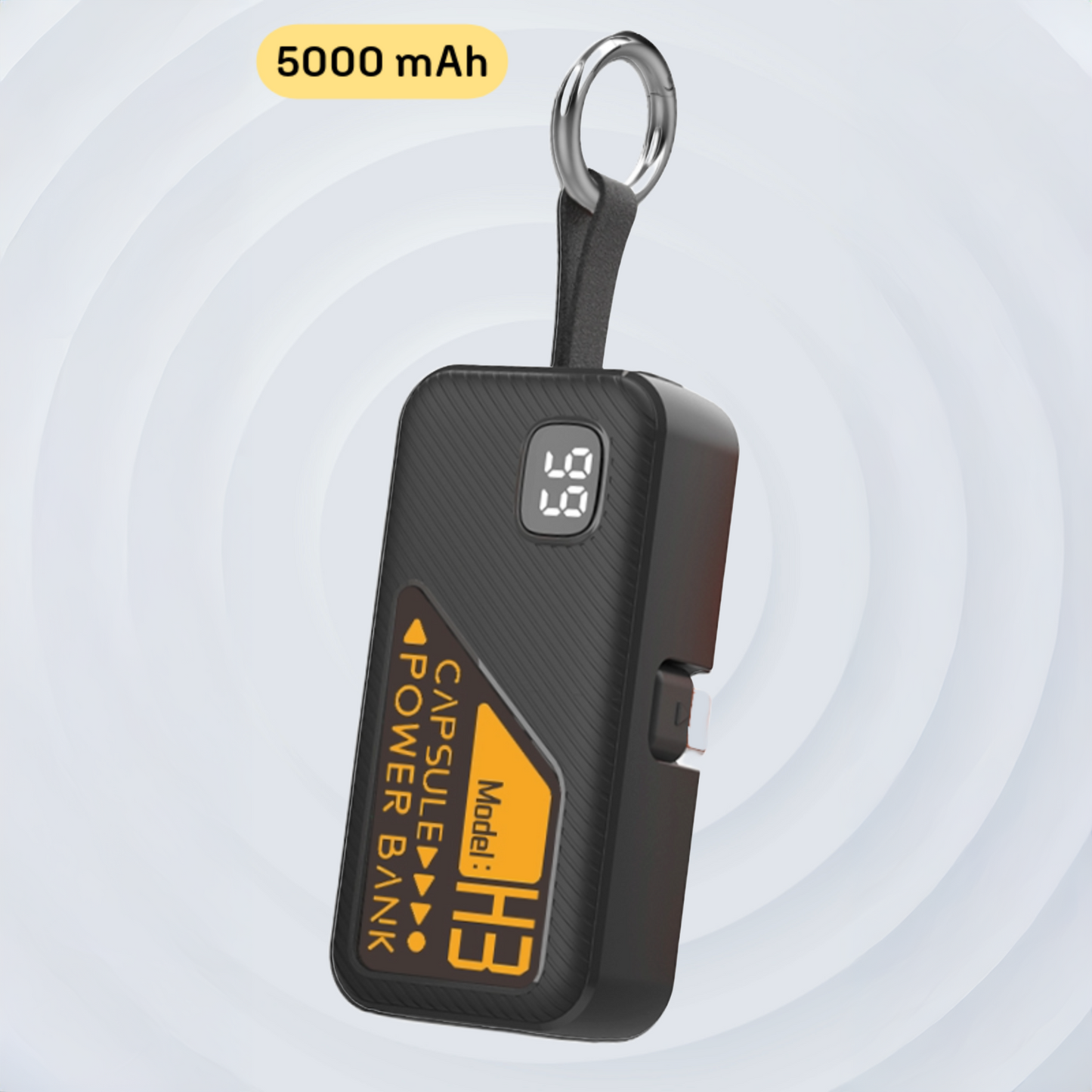 Black Portable Keychain Power Bank - 5000 mAh