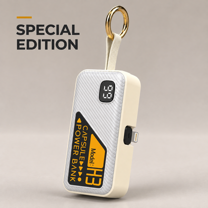 SPECIAL EDITION Grey Portable Keychain *Foldable Lightning Output* Power Bank - 5000 mAh