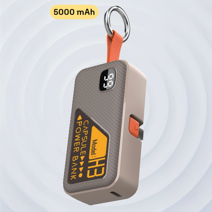 Gray Portable Keychain Power Bank - 5000 mAh