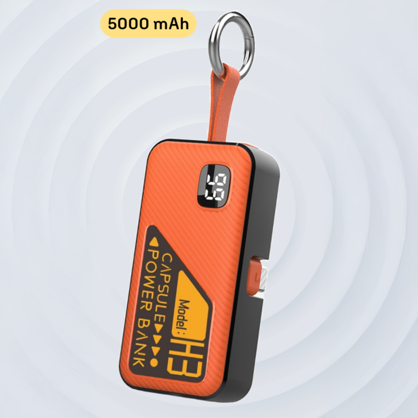 Orange Portable Keychain Power Bank - 5000 mAh