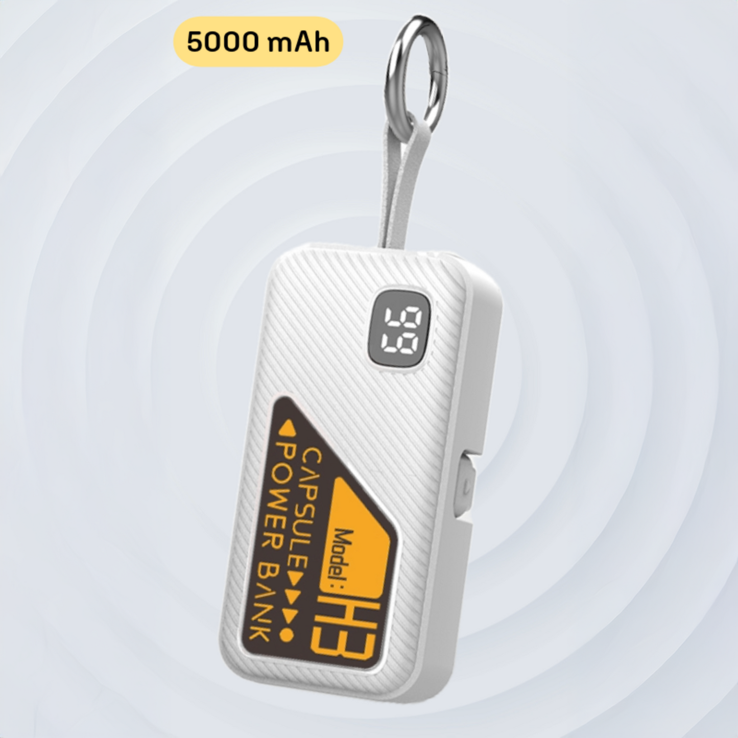 White Portable Keychain Power Bank - 5000 mAh